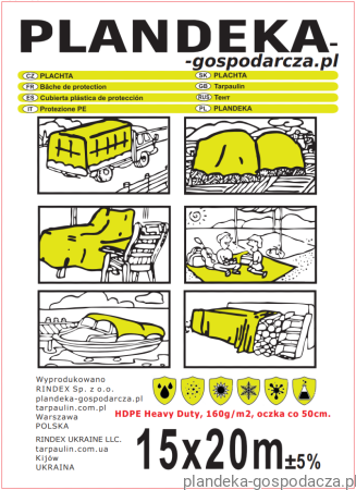Etykieta plandeki PE budowłanej 15x20 m
