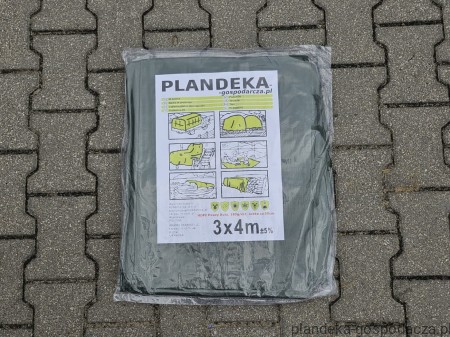 Pojedyncza plandeka 3x4 HDPE 160g/m2  zapakowana w folię