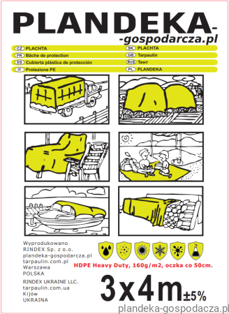 Plandeka HDPE 3x4 - etykietka