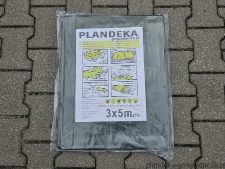 Pojedyncza plandeka 3x5 HDPE 160g/m2  w opakowaniu z folii