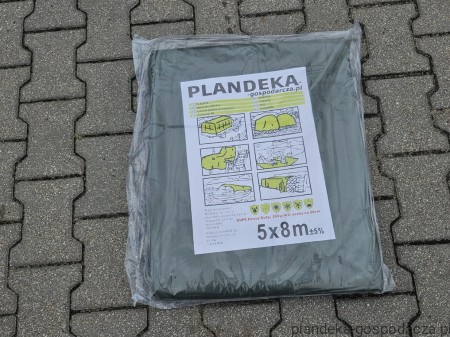 Plandeka HDPE 5x8 160g/m2 w pojedynczym opakowaniu z przezroczystej folii