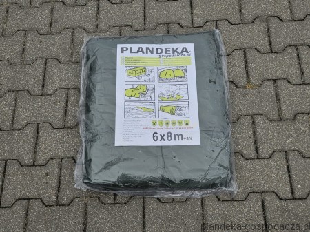 Plandeka HDPE 6x8 160g zapakowana w pojedynczym opakowaniu z przezroczystej folii