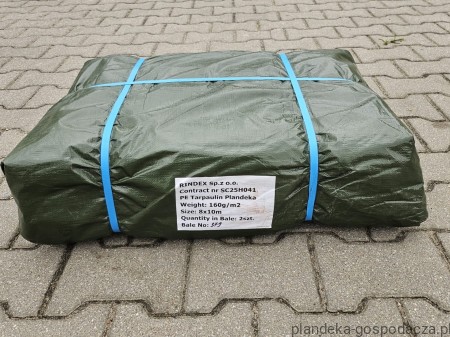 Zbiorcze opakowanie plandek 8x10m gramaturą 160g/m2