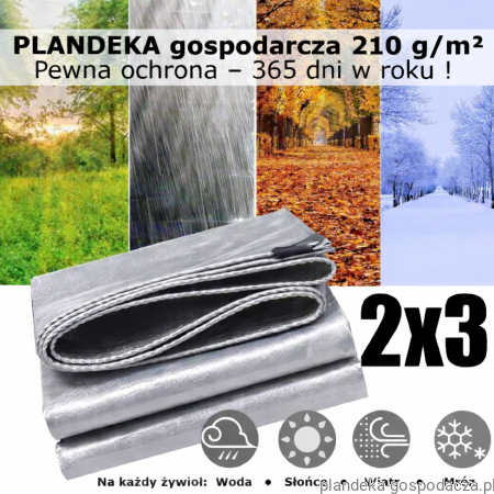 Plandeka 2x3 HDPE 210g Silver