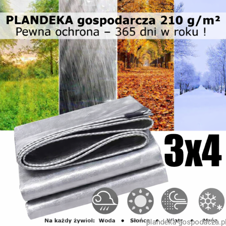 Plandeka 3x4 HDPE 210g Silver