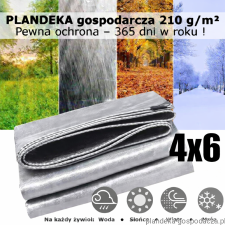 Plandeka 4x6 HDPE 210g Silver