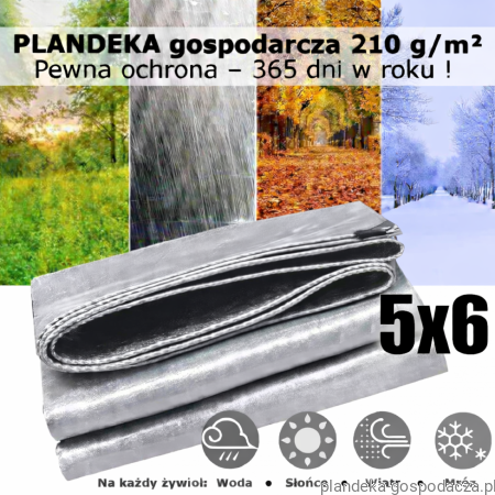 Plandeka 5x6 HDPE 210g Silver