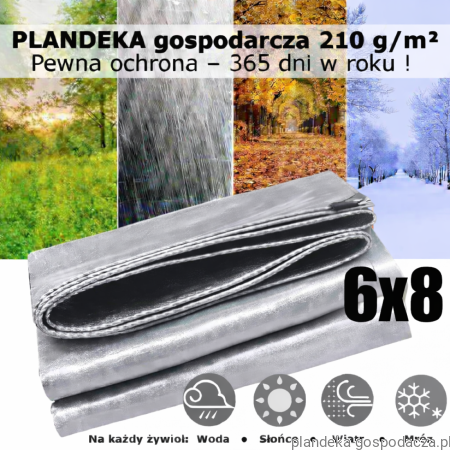 Plandeka 6x8 HDPE 210g Silver