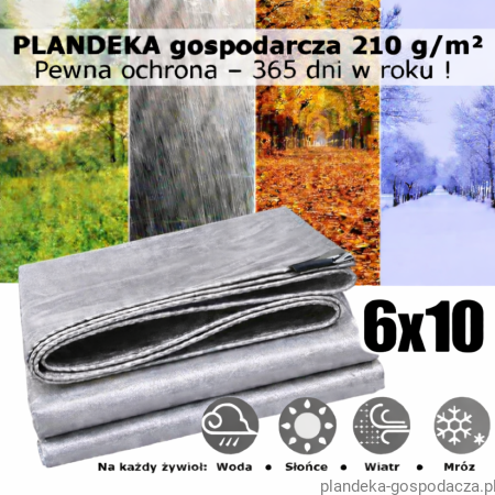 Plandeka 6x10 HDPE 210g Silver