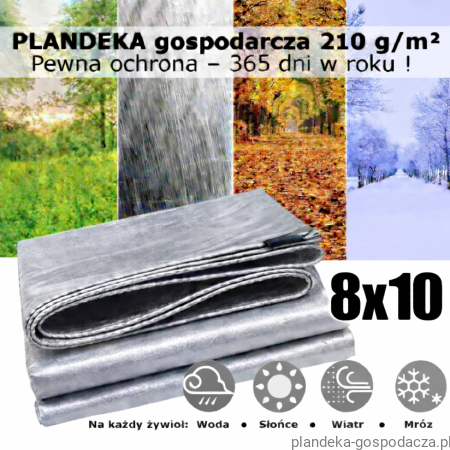 Plandeka 8x10 HDPE 210g Silver
