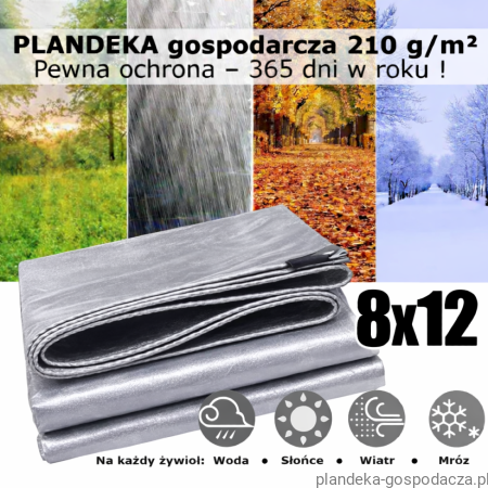 Plandeka 8x12 HDPE 210g Silver