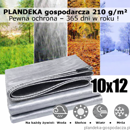 Plandeka 10x12 HDPE 210g Silver