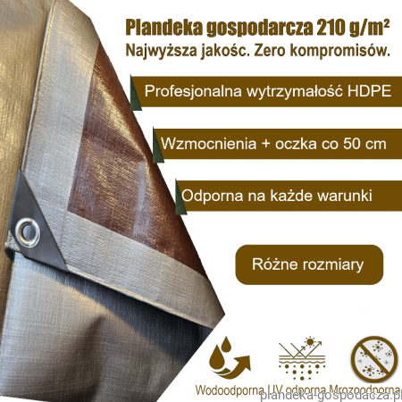 Cechy materiału plandeki 10x15 210g Srebrno-Brązowej