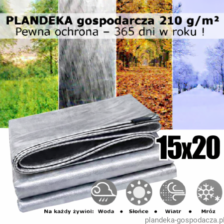 Plandeka 15x20 HDPE 210g Silver